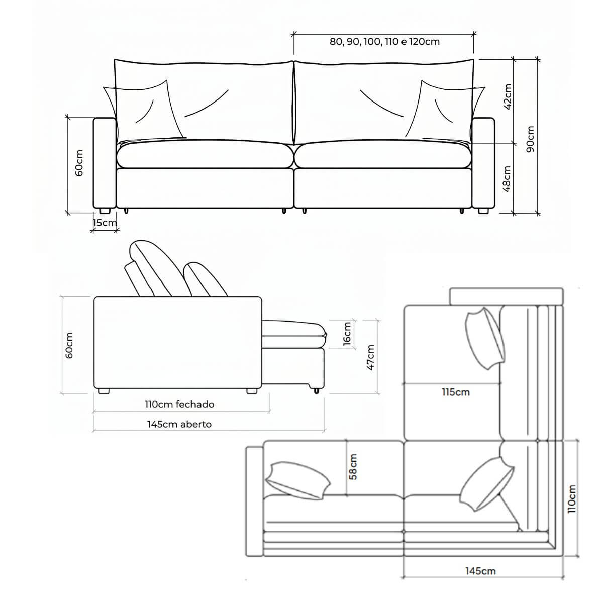 Sofá Cama Bélgica de Canto