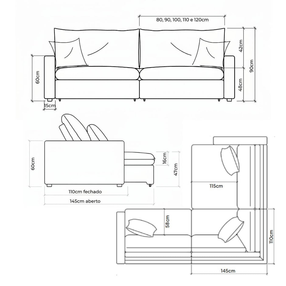 Sofá Cama Bélgica de Canto
