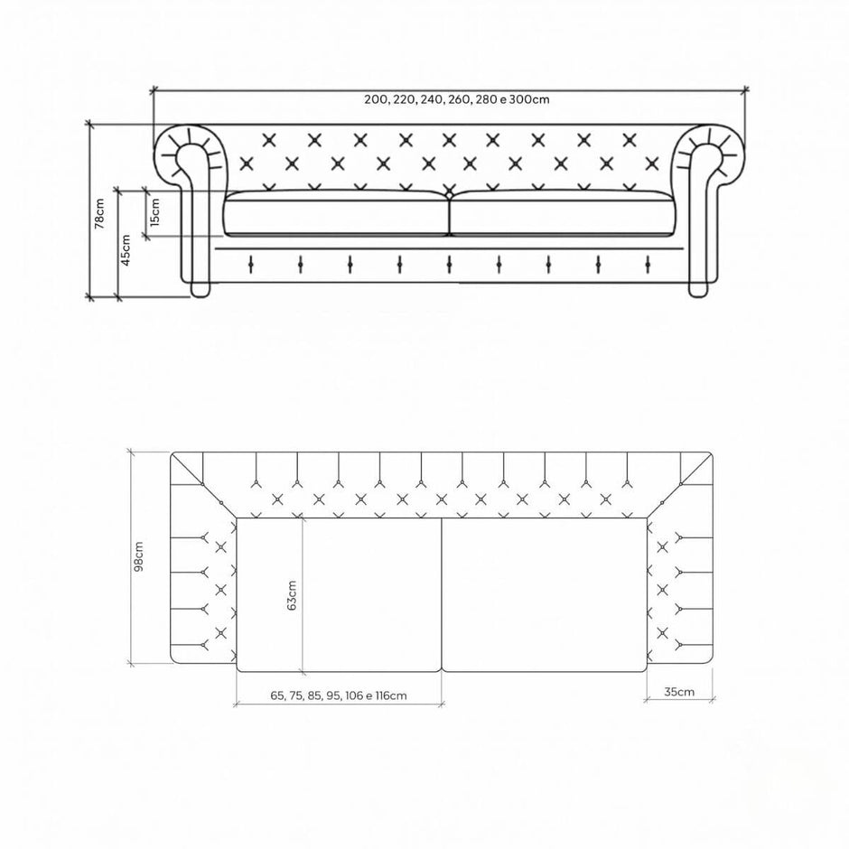 Sofá Living Fixo Chesterfield