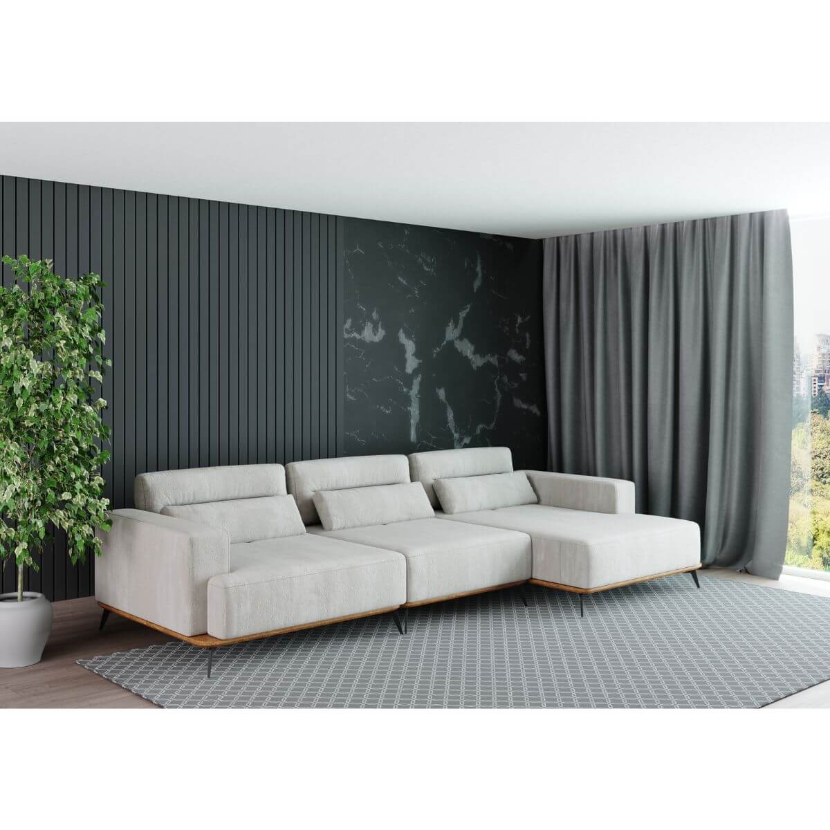 Sofá Living Modulado Houston 3 Módulos com Chaise