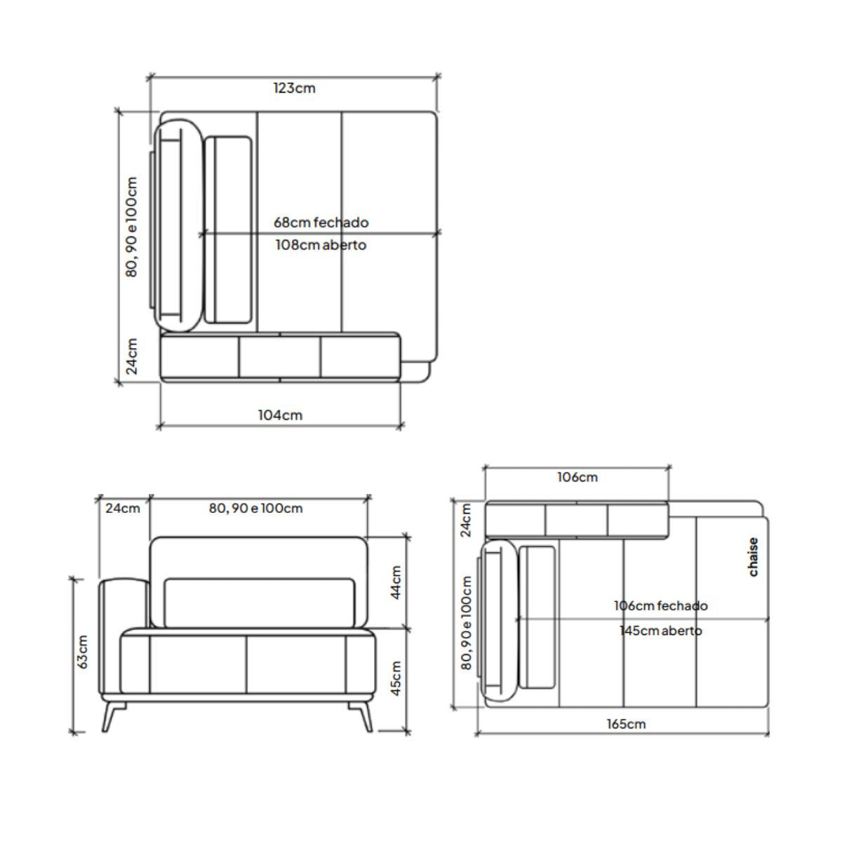 Sofá Living Modulado Houston 2 Módulos