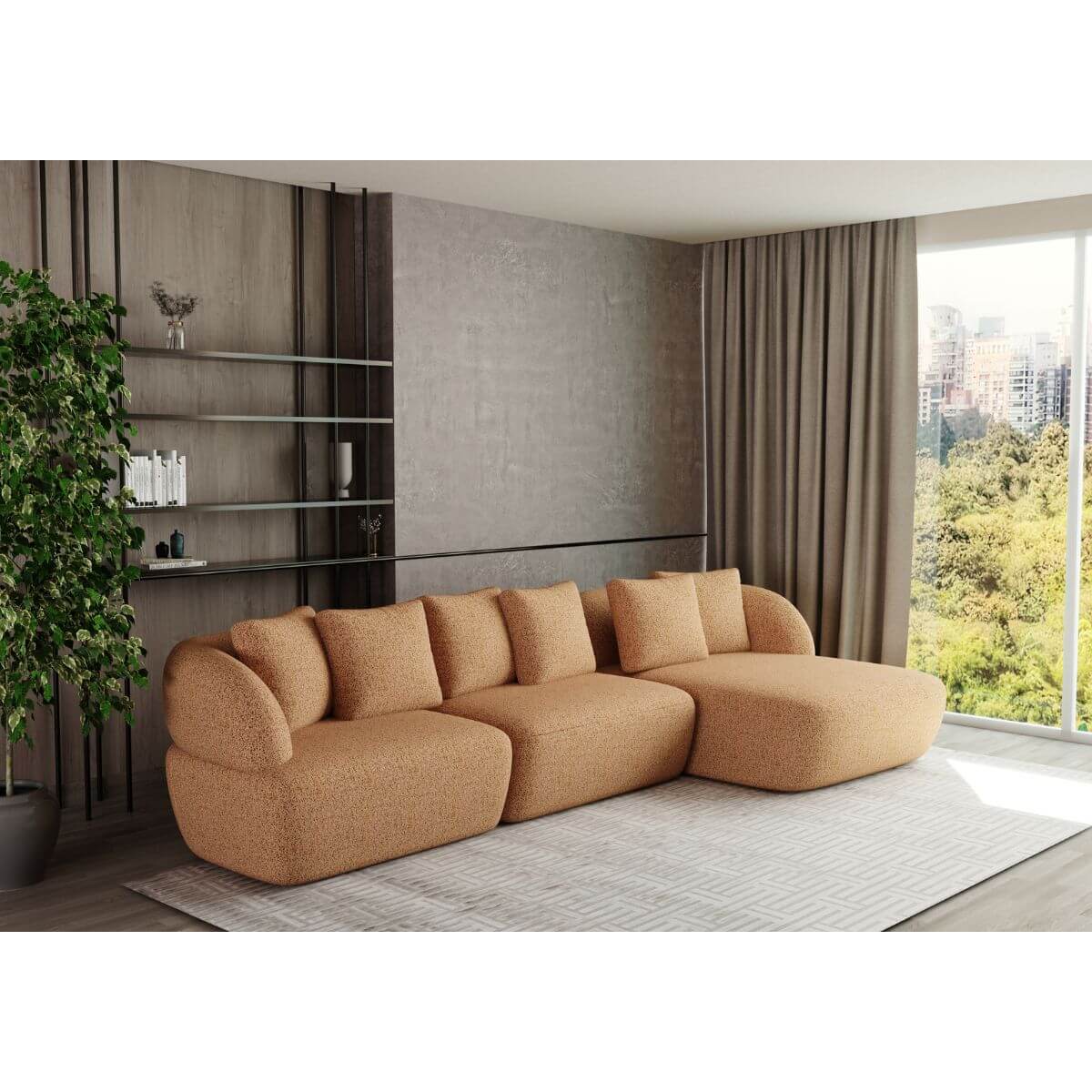 Sofá Living Modulado Com Chaise Van Gogh