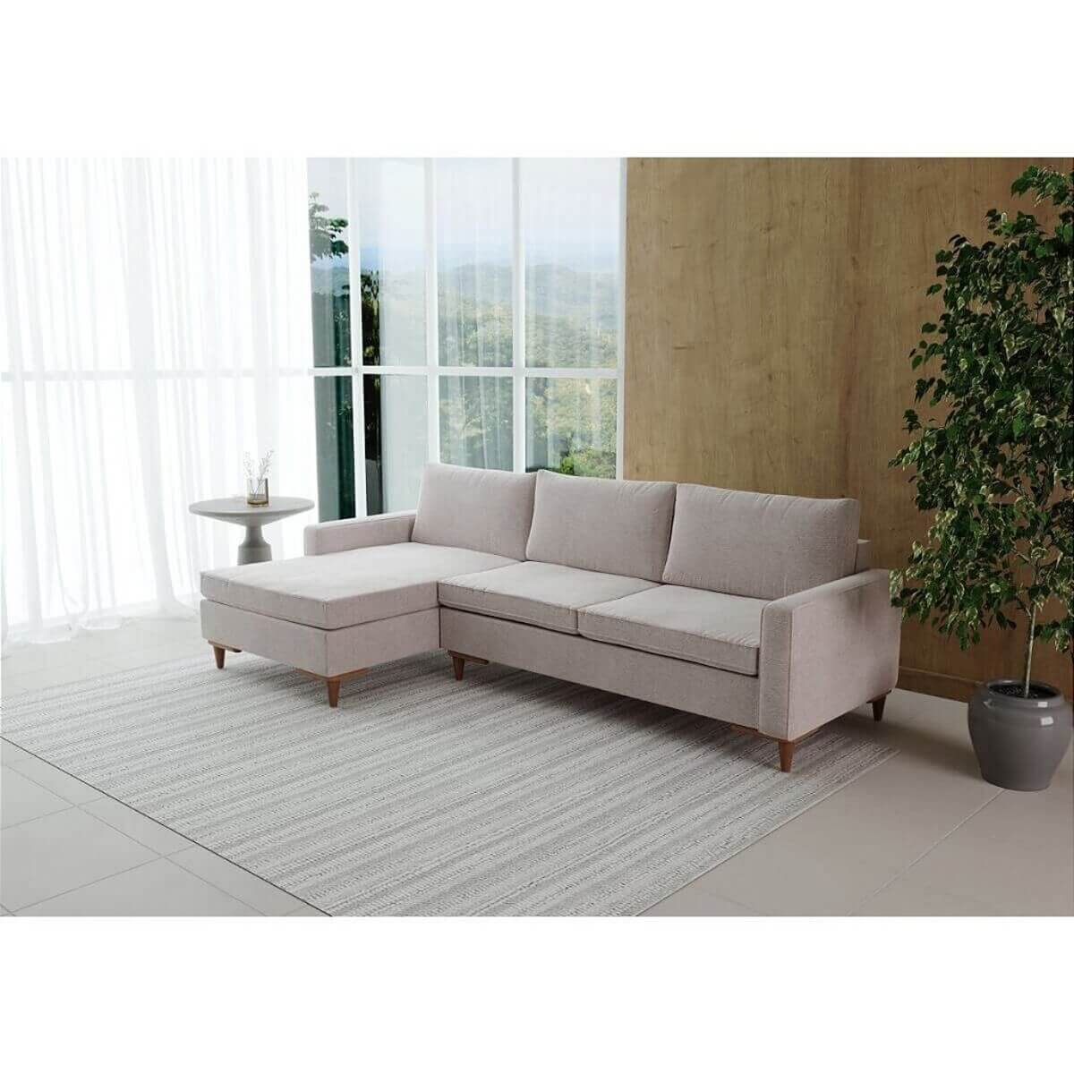 Sofá Living Fixo Viena com Chaise
