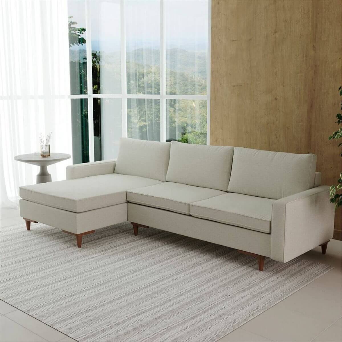 Sofá Living Fixo Viena com Chaise
