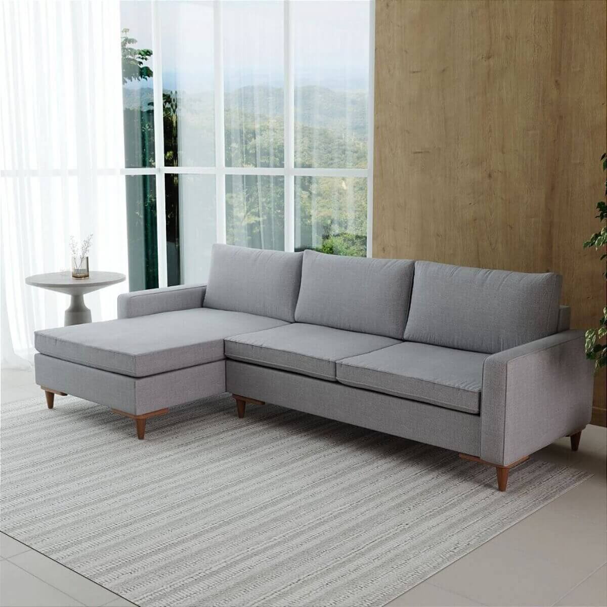 Sofá Living Fixo Viena com Chaise