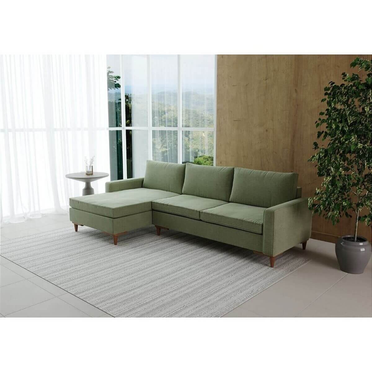 Sofá Living Fixo Viena com Chaise