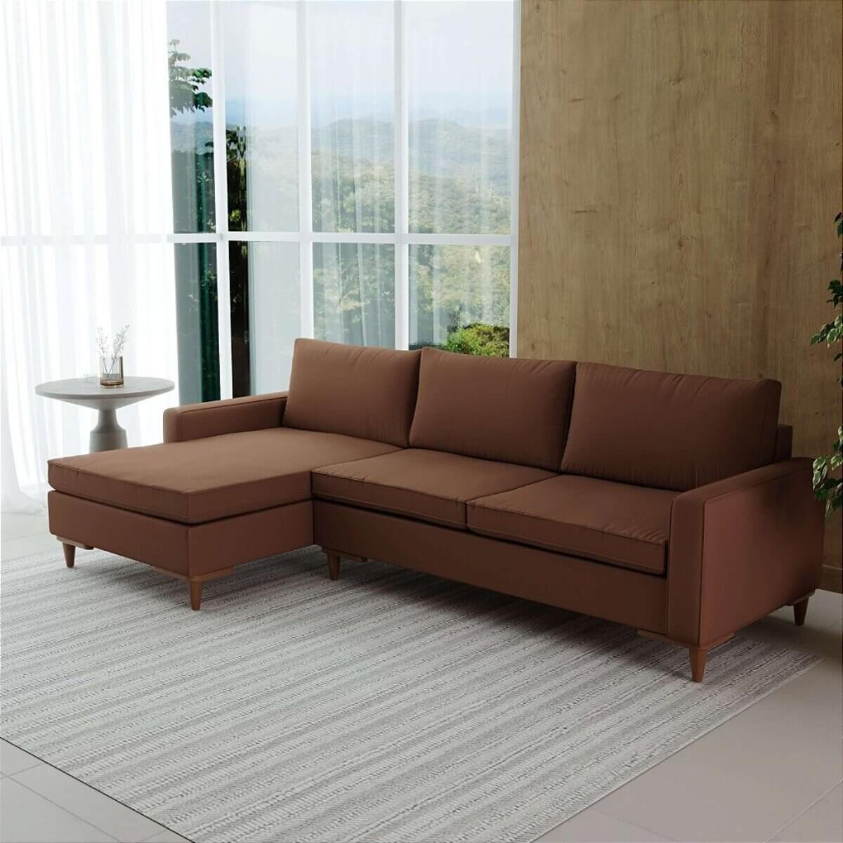 Sofá Living Fixo Viena com Chaise